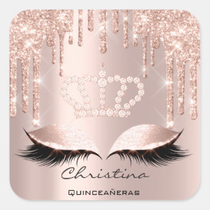 Quinceañeras Sweet 16th 15th Bridal Spark Crown Square Sticker