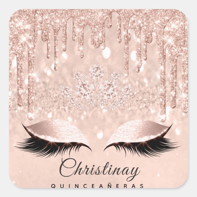 Quinceañeras Sweet 16th 15th Bridal Spark Skinny Square Sticker (Front)