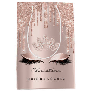 Quinceañeras Sweet 16th 15th Bridal Sparkly Diamod Medium Gift Bag