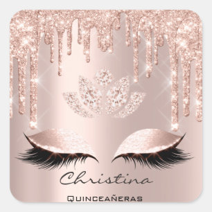 Quinceañeras Sweet 16th 15th Bridal Sparkly Diamod Square Sticker