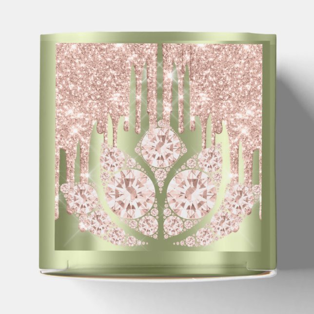 Quinceañeras Sweet 16th Bridal Rose Mint Green Favour Box (Top)