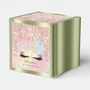 Quinceañeras Sweet 16th Bridal Rose Mint Holograph Favour Box