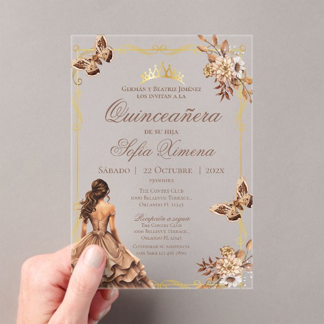 Quincenera Invitation in Spanish Boho (Insitu (Handheld))