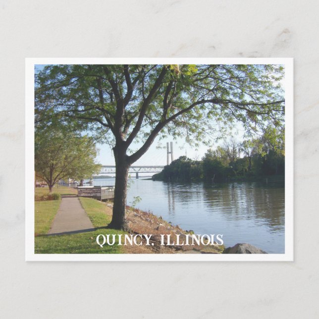 Quincy, Illinois, on the Mississippi River Postcard (Front)