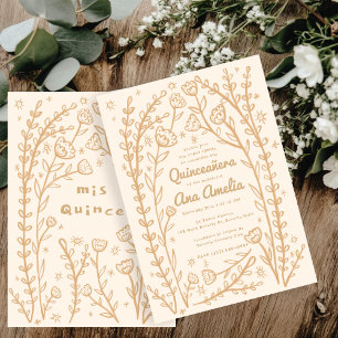 Quineañera 15th BDay Whimsical Floral Vines Custom Invitation