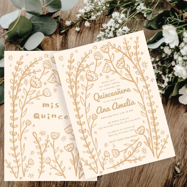 Quineañera 15th BDay Whimsical Floral Vines Custom Invitation (Quineañera 15th BDay Whimsical Floral Vines Custom Invitation
)