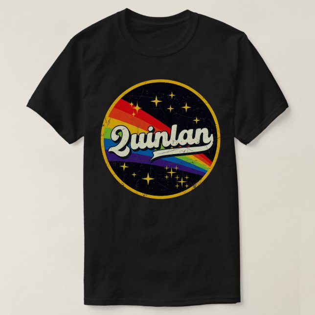 Quinlan Rainbow In Space Vintage GrungeStyle T-Shirt (Design Front)