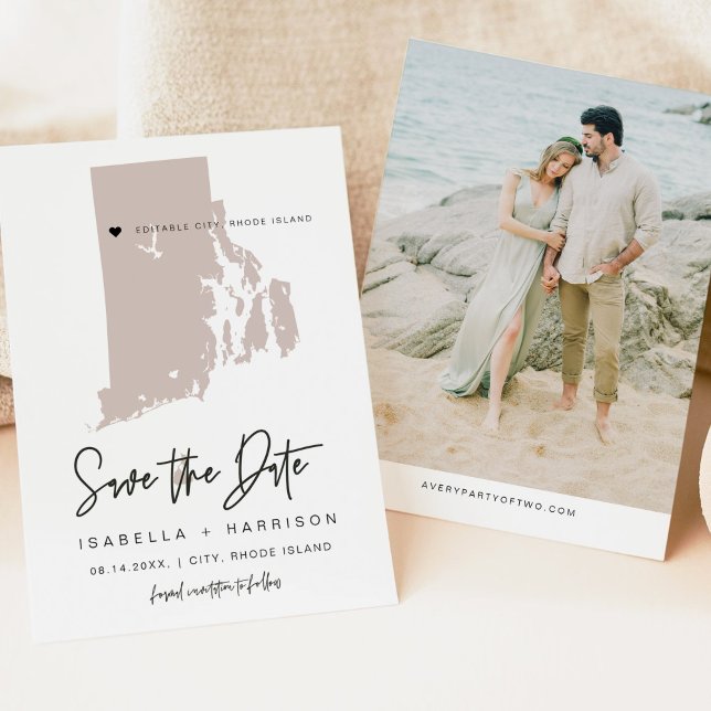 Quinn Blush Pink Rhode Island Map Save the Date Invitation (Creator Uploaded)