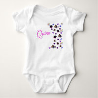 Quinn, Girls Name With Guinea Pigs Baby Bodysuit