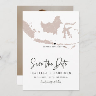 QUINN INDONESIA Blush Pink Map Photo Save the Date Invitation