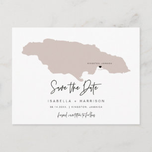 QUINN- Jamaica Map Save the Date Moveable Heart Postcard