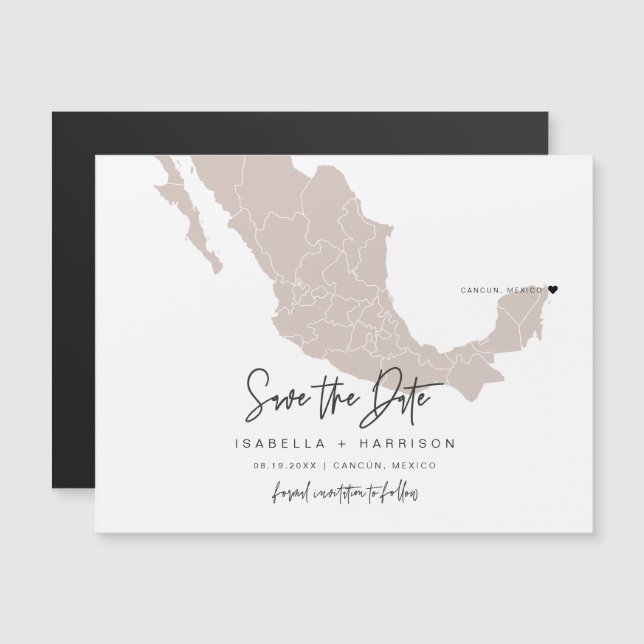 QUINN- Mexico Map Save the Date Moveable Heart!  (Front/Back)