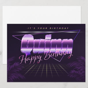Quinn Name Vorname lila retro Karte Geburtstag Card