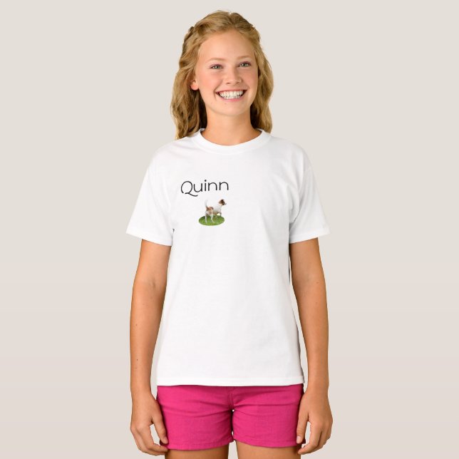 Quinn Name With Fox Terrier, Kids Tshirt (Front Full)