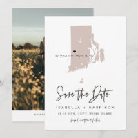 QUINN RHODE ISLAND Blush Map Photo Save the Date