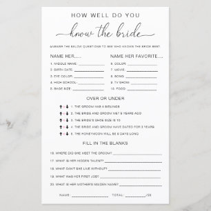 Quinn Script How Well Do You Know The Bride Game