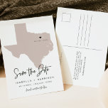 QUINN Texas Map Save the Date (Moveable Heart!) Postcard<br><div class="desc">This travel themed save the date postcard features a blush Texas map and postcard backing. Easily change the colours and move the heart around to highlight your destination. Edit *most* wording to match your needs and easily add a special message to the backside of the invitation.</div>