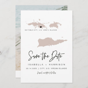 QUINN US VIRGIN ISLANDS Blush Map Save the Date Invitation