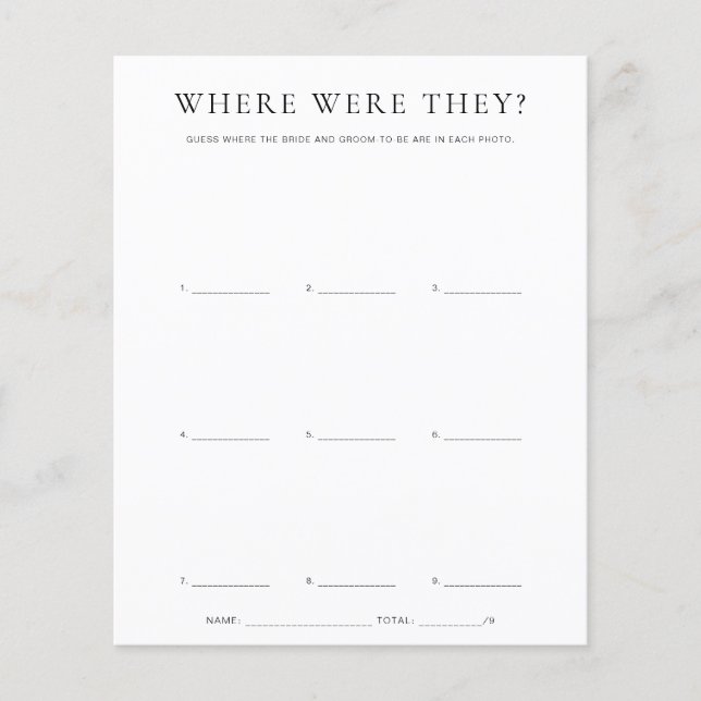 Quinn Where Were They Vacation Photo Game (Front)