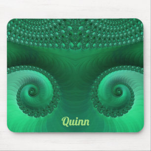 QUINN ~ Zany Shades of Green Fractal Pattern Mouse Pad