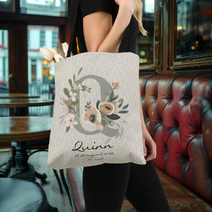 Quinn's Strength and Wisdom - Boho Floral Monogram Crossbody Bag