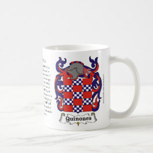 Quinones, Origin, Meaning and the Crest on a mug