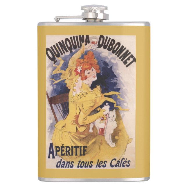 Quinquina Dubonnet Aperitif Promotional Poster Hip Flask (Front)