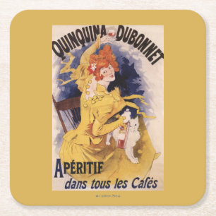 Quinquina Dubonnet Aperitif Promotional Poster Square Paper Coaster