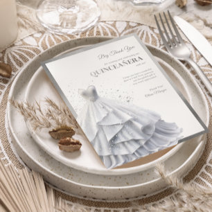 Quintencera Glam Red Dress Thank You Card