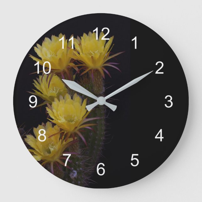 Quintuple of cactus flowers large clock (Front)
