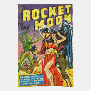 QUIRKY 1950's SCI FI PULP DESIGN Tea Towel