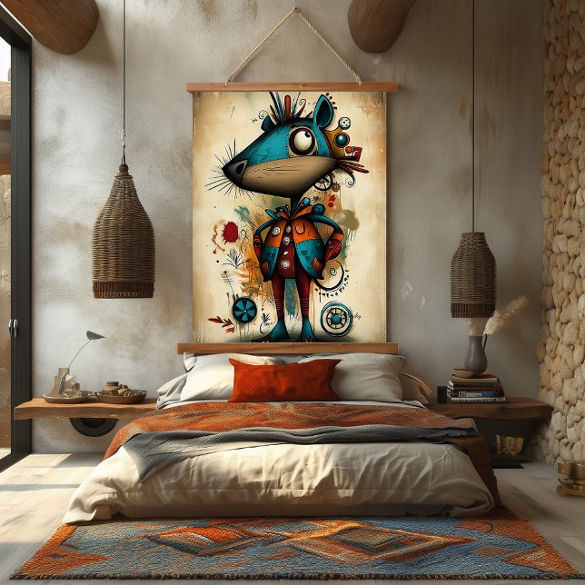 Quirky Abstract Capybara Art Hanging Tapestry (Creator Uploaded)