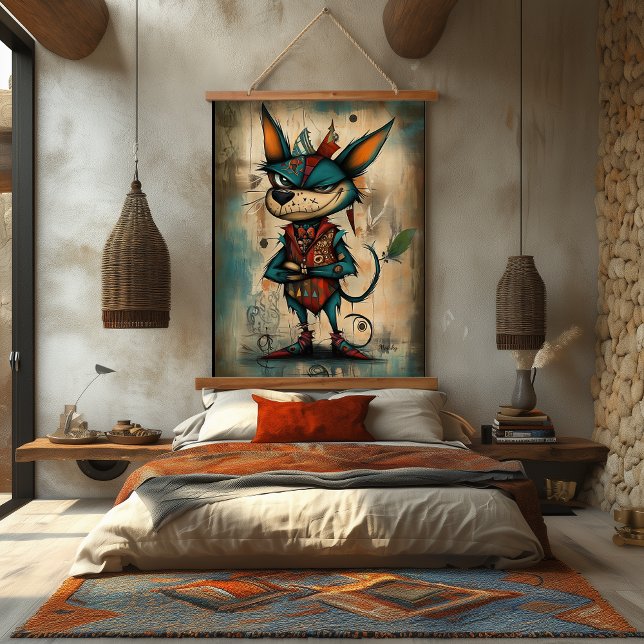 Quirky Abstract Dog Character Art Hanging Tapestry (Creator Uploaded)