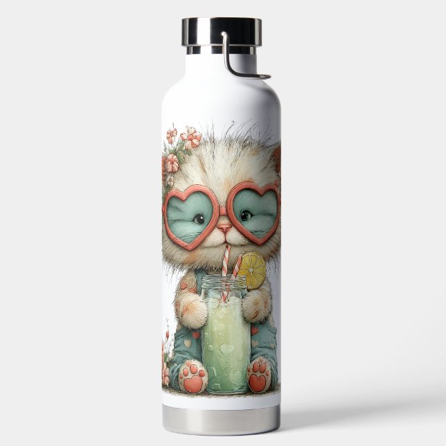 QUIRKY ADORABLE SUMMER THEMED KITTY CAT WATER BOTTLE (Left)
