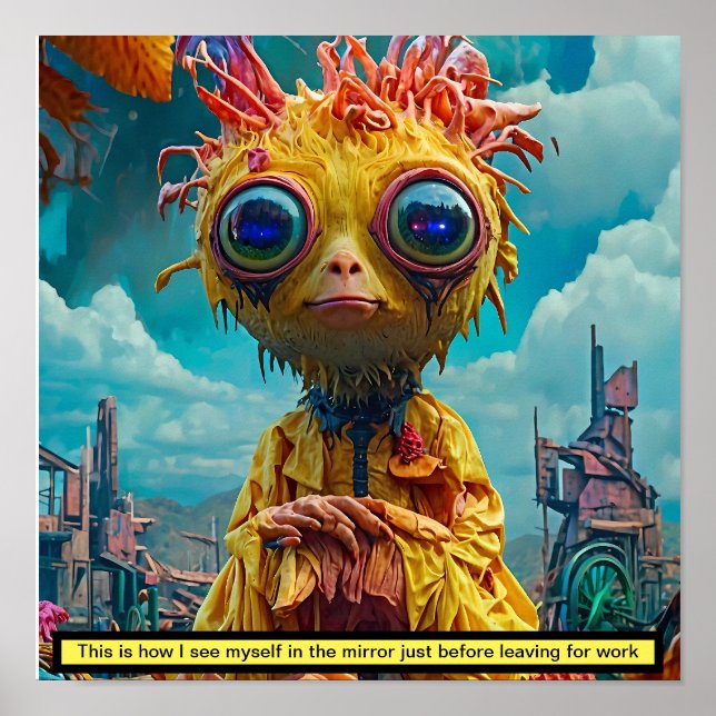 Quirky Alien Chicken Poster (Front)