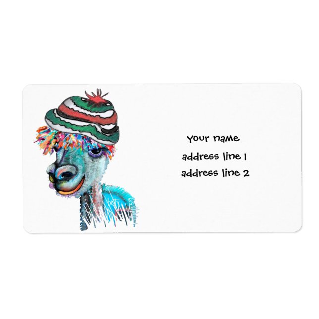 quirky alpaca holiday address label 19bet (Front)