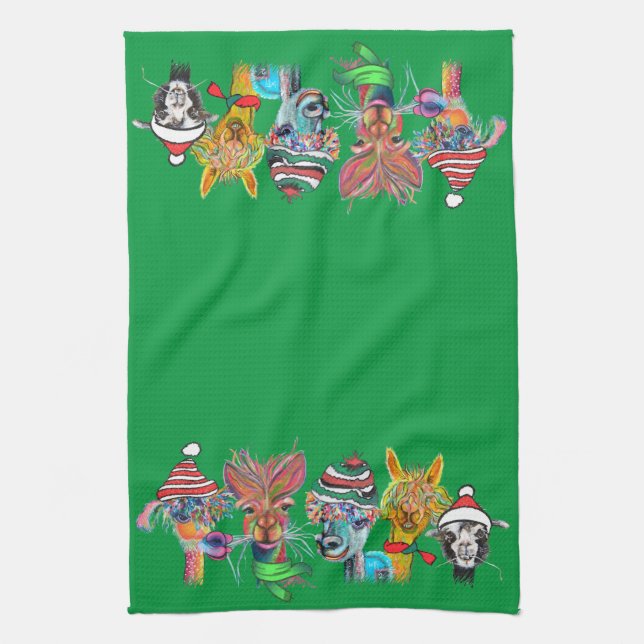 quirky alpaca kitchen towel (Vertical)