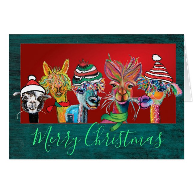 Quirky Alpacas Merry Christmas card 20-1 (Front Horizontal)