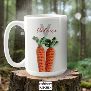 Quirky Amigurumi Minimalist Crochet Carrots Name Coffee Mug