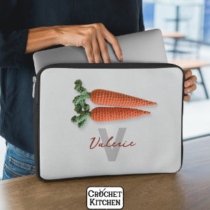 Quirky Amigurumi Minimalist Crochet Carrots Name  Laptop Sleeve