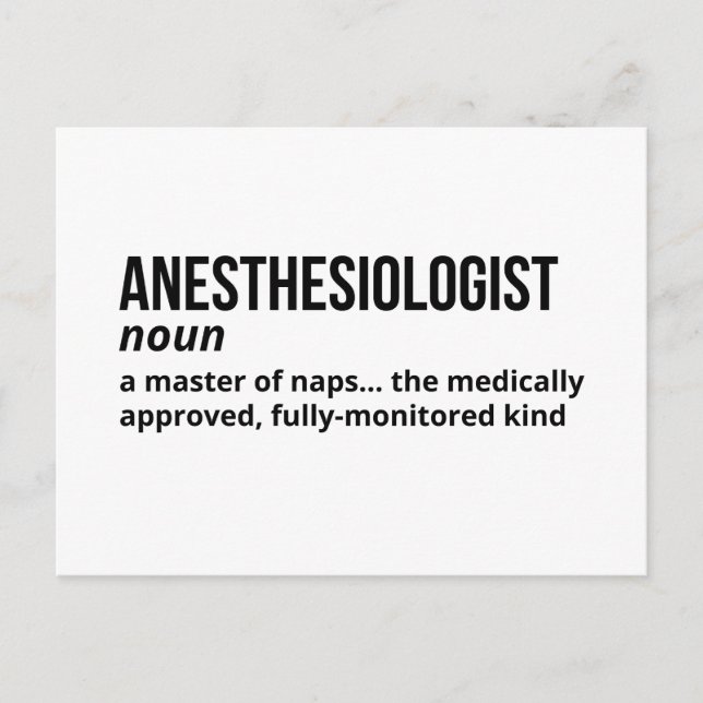 Quirky Anaesthesiologist Definition Postcard (Front)