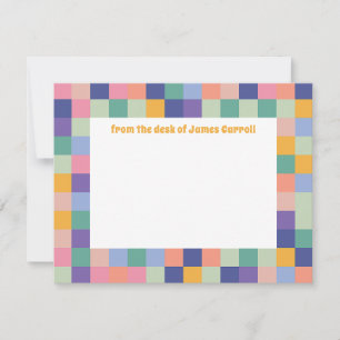 Quirky and Fun Colourful Chequerboard Grid Card