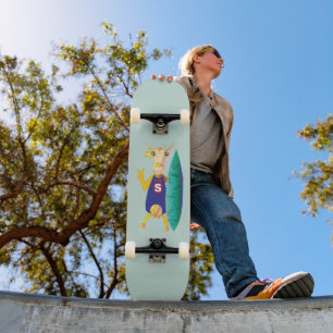 Quirky and fun illustrated skateboard