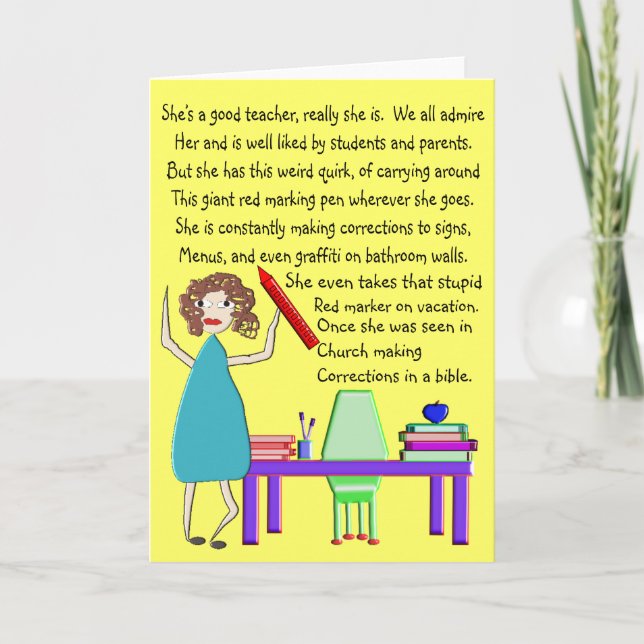 Quirky and Fun Teacher Cards (Front)