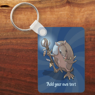 Quirky Armadillo Add Your Text Fantasy Character Key Ring