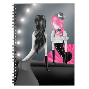 Quirky Ballerina & Dancer refection pink Notebook