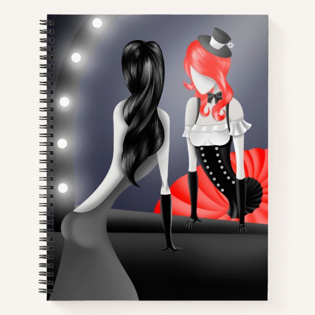 Quirky Ballerina & Dancer refection Red Notebook (Front)