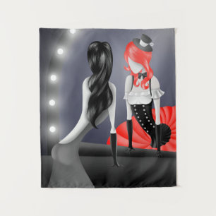 Quirky Ballerina & Dancer refection Red Tapestry