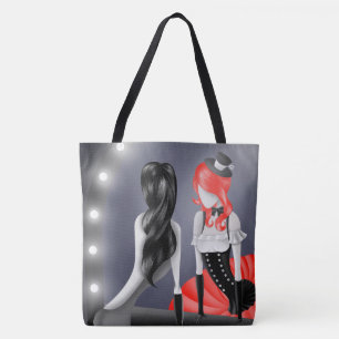 Quirky Ballerina & Dancer refection Red Tote Bag
