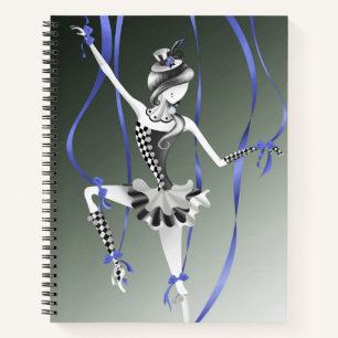 Quirky Ballerina Puppet Blue Ribbons   Notebook